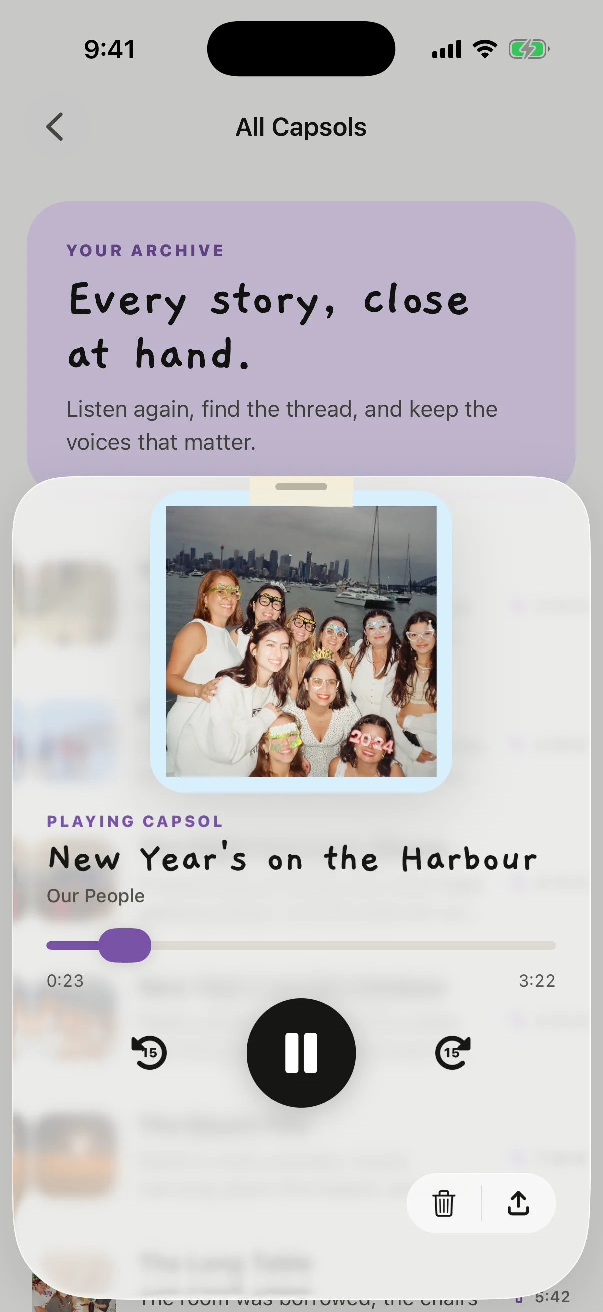 Capsol on iPhone playing New Year's on the Harbour from the Our People collection